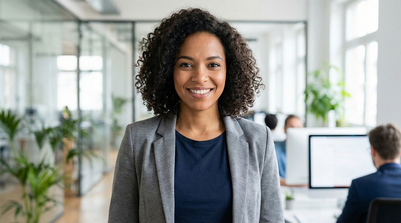 african american woman, businesswoman, office portrait